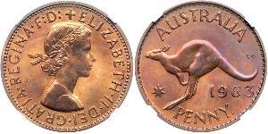 1 Пенни Австралия (1939 - ) Бронза Елизавета II (1926-2022)