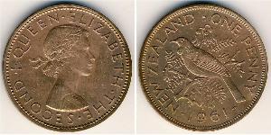 1 Пенни Новая Зеландия Бронза Елизавета II (1926-2022)