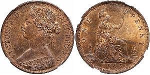1 Пенни Соединённое королевство Великобритании и Ирландии (1801-1922) Медь Виктория (1819 - 1901)
