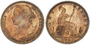 1 Пенни Соединённое королевство Великобритании и Ирландии (1801-1922) Медь Виктория (1819 - 1901)