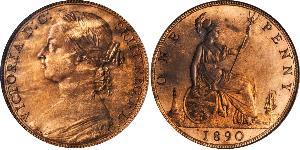 1 Пенни Соединённое королевство Великобритании и Ирландии (1801-1922) Медь Виктория (1819 - 1901)