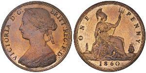 1 Пенни Соединённое королевство Великобритании и Ирландии (1801-1922) Медь Виктория (1819 - 1901)
