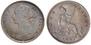 1 Пенни Соединённое королевство Великобритании и Ирландии (1801-1922) Медь Виктория (1819 - 1901)