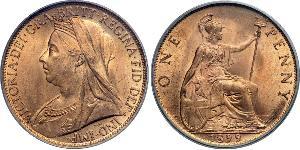 1 Пенни Соединённое королевство Великобритании и Ирландии (1801-1922) Медь Виктория (1819 - 1901)