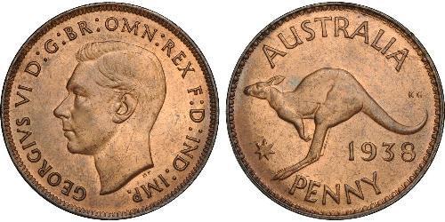 1 Пені Австралія (1939 - ) Бронза Георг VI (1895-1952)
