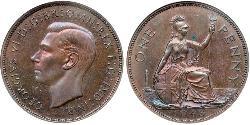1 Пені Велика Британія (1922-) Бронза Георг VI (1895-1952)
