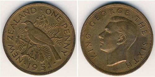 1 Пені Нова Зеландія Бронза Георг VI (1895-1952)