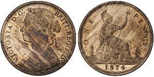 1 Пені Сполучене королівство Великобританії та Ірландії (1801-1922) Мідь Вікторія (1819 - 1901)