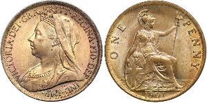 1 Пені Сполучене королівство Великобританії та Ірландії (1801-1922) Мідь Вікторія (1819 - 1901)