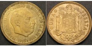 1 Песета Франкистская Испания (1936 - 1975) Медь 