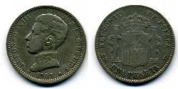 1 Песета Королевство Испания (1874 - 1931) Серебро Alfonso XIII of Spain (1886 - 1941)
