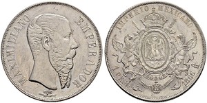 1 Песо Вторая Мексиканская империя (1864 - 1867) Серебро Maximilian I of Mexico (1832 - 1867)