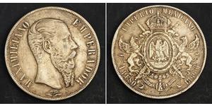 1 Песо Вторая Мексиканская империя (1864 - 1867) Серебро Maximilian I of Mexico (1832 - 1867)