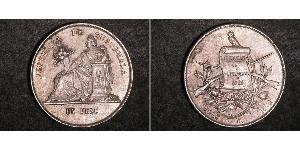 1 Песо Республика Гватемала (1838 - ) Серебро 