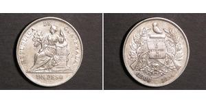 1 Песо Республика Гватемала (1838 - ) Серебро 