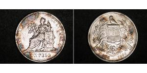 1 Песо Республика Гватемала (1838 - ) Серебро 