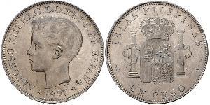 1 Песо Филиппины Серебро Alfonso XIII of Spain (1886 - 1941)
