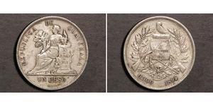 1 Песо Республіка Ґватемала (1838 - ) Срібло 