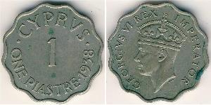 1 Пиастр Британский Кипр (1878 - 1960) Никель/Медь 