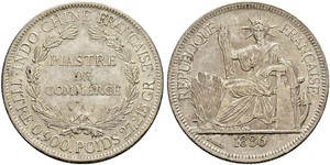 1 Пиастр Французский Индокитай (1887-1954) Серебро 