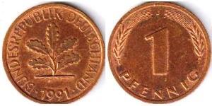 1 Пфеніг ФРН (1949-1990) Бронза 