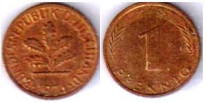 1 Пфеніг ФРН (1949-1990) Бронза 
