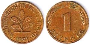 1 Пфеніг ФРН (1949-1990) Бронза 