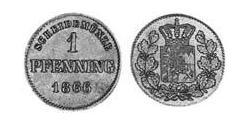 1 Пфеніг Королівство Баварія (1806 - 1918) Мідь Максиміліан II (король Баварії)(1811 - 1864)
