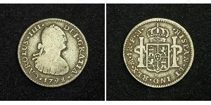 1 Реал Нова Іспанія (1519 - 1821) Срібло Карл IV король Іспанії  (1748-1819)