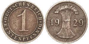 1 Рейхспфеніг / 1 Пфеніг Веймарська республіка (1918-1933) Бронза 