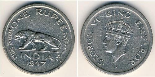 1 Рупия Британская Индия (1858-1947) Никель Георг VI (1895-1952)
