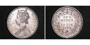 1 Рупия Британская Индия (1858-1947) Серебро Виктория (1819 - 1901)