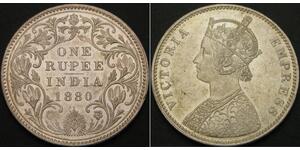 1 Рупия Британская Индия (1858-1947) Серебро Виктория (1819 - 1901)