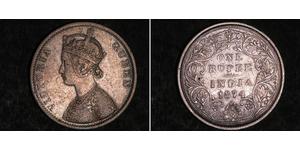 1 Рупия Британская Индия (1858-1947) Серебро Виктория (1819 - 1901)