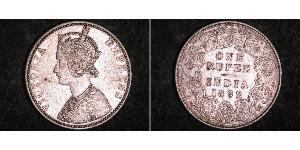 1 Рупия Британская Индия (1858-1947) Серебро Виктория (1819 - 1901)