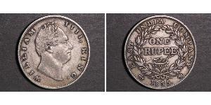 1 Рупия Британская Индия (1858-1947) Серебро Вильгельм IV (1765-1837)
