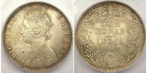 1 Рупия Британская Индия (1858-1947) Серебро Виктория (1819 - 1901)