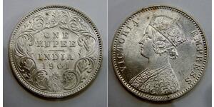 1 Рупия Британская Индия (1858-1947) Серебро Виктория (1819 - 1901)