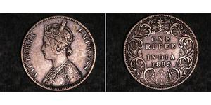 1 Рупия Британская Индия (1858-1947) Серебро Виктория (1819 - 1901)