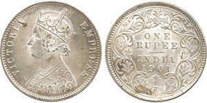 1 Рупия Британская Индия (1858-1947) Серебро Виктория (1819 - 1901)