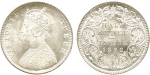 1 Рупия Британская Индия (1858-1947) Серебро Виктория (1819 - 1901)