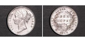 1 Рупия Британская Ост-Индская компания (1757-1858) Серебро Виктория (1819 - 1901)