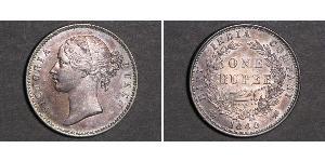 1 Рупия Британская Ост-Индская компания (1757-1858) Серебро Виктория (1819 - 1901)