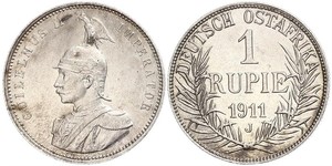 1 Рупия Германская Восточная Африка (1885-1919) Серебро Wilhelm II, German Emperor (1859-1941)