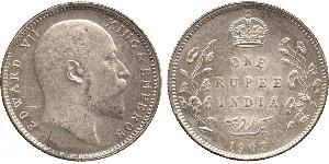1 Рупія Британська Індія (1858-1947) Срібло Едвард VII (1841-1910)