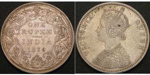 1 Рупія Британська Індія (1858-1947) Срібло Вікторія (1819 - 1901)