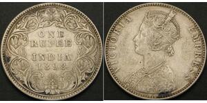 1 Рупія Британська Індія (1858-1947) Срібло Вікторія (1819 - 1901)