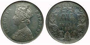 1 Рупія Британська Індія (1858-1947) Срібло Вікторія (1819 - 1901)