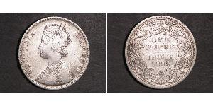 1 Рупія Британська Індія (1858-1947) Срібло Вікторія (1819 - 1901)