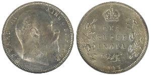 1 Рупія Британська Індія (1858-1947) Срібло Едвард VII (1841-1910)